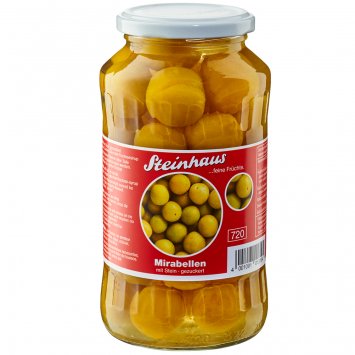 Steinhaus feine Mirabellen mit Stein und gezuckert im Glas 720ml