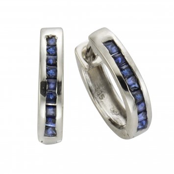 Ohrringe Gold 585 mit echtem blauen Safir 12mm Durchmesser