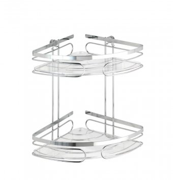 Eckregal 2 Etagen Premium Edelstahl, rostfrei, inkl. Montagematerial