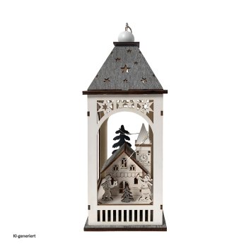 LED Weihnachtslaterne mit Kirche