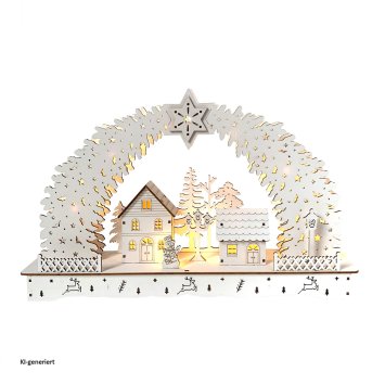 Schwibbogen Weihnachtsdorf Weiß
