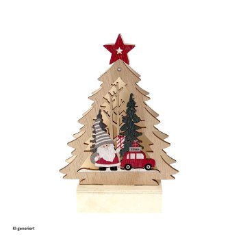 Weihnachtsdeko Tannenbaum mit Weihnachtsmann und Auto