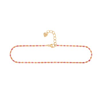 Armband 925  Silber vergoldet Email in pink und orange