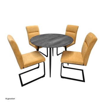Sitzgruppe Liron Tisch und 4 Schwingstühle Gelb