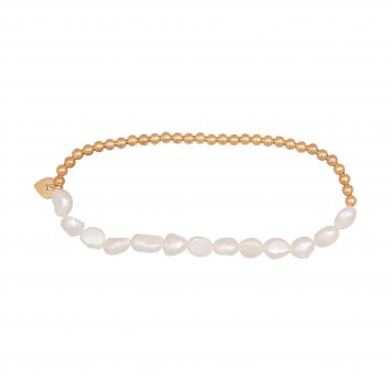 Stretch-Armband 925  Sterling Silber Armband vergoldet Perle