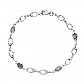 Armband 375 Gold mit Blautopas (beh.) und Amethyst
