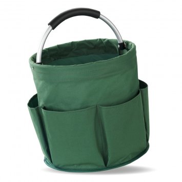 Universal Garten Caddy 16 l, Grün, mit 6 Außentaschen für Gartenwerkzeug