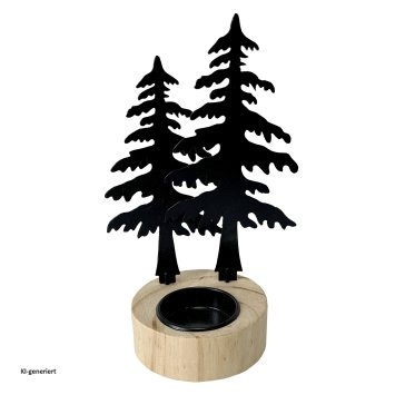 Teelichthalter Wald Schwarz