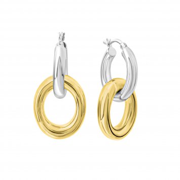 Creolen mit Einhänger 925 Sterling Silber zweifarbig