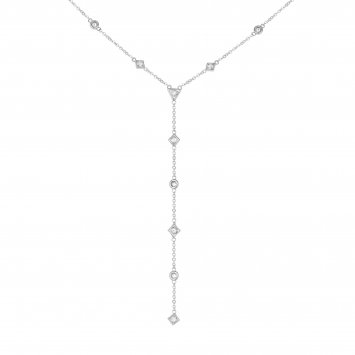 Halskette 925 Silber rhodiniert Y-Kette mit Zirkonia