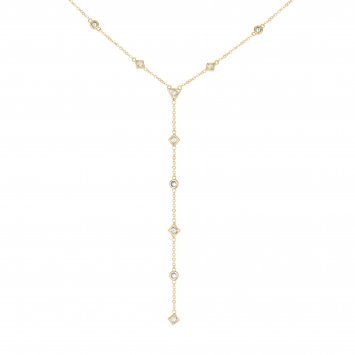 Halskette 925 Silbervergoldet Y-Kette mit Zirkonia