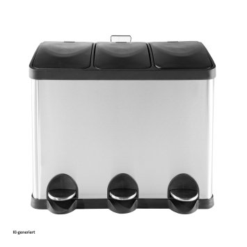 Mülleimer mit 3 Kammern Jannik 45 Liter Silber Schwarz