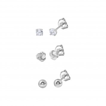 Ohrstecker Set 925 Sterling Silber rhodiniert Zirkonia
