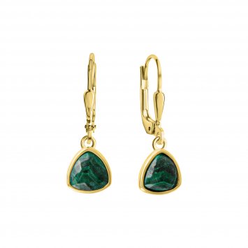 Ohrhänger 925 Sterling Silber vergoldet Malachit