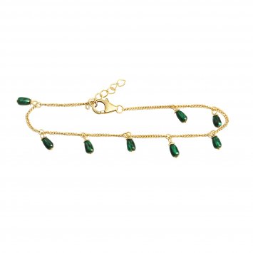 Armband 925 Sterling Silber vergoldet Malachit