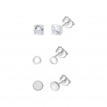 Ohrstecker Set 925 Sterling Silber rhodiniert Zirkonia