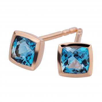 Ohrringe Gold 585 rosé mit 2x Blautopas (beh.)