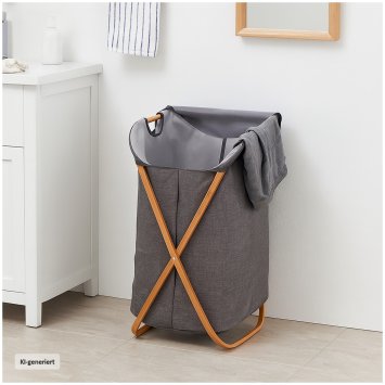 Wäschesammler mit Bambusgestell und Polyester-Sack,  60 Liter