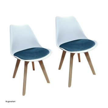 Design-Stühle mit Kunststoffschale und Samt-Sitzki Skandinavischer Look für Esszimmer und Küche