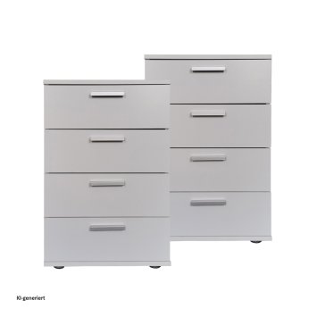 Nachtkommode 4 Schubladen Nina Weiß 2er-Set