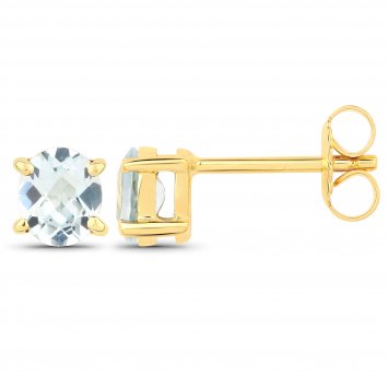 Ohrstecker 925-Sterling Silber vergoldet Glänzend Aquamarine