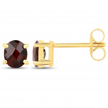 Ohrstecker 925-Sterling Silber vergoldet Glänzend Granat oval rot