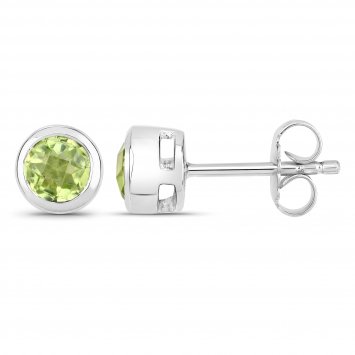 Ohrstecker 925-Sterling Silber rhodiniert glänzend Peridot grün rund