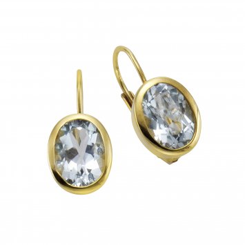 Ohrring 375/- Gelbgold Blautopas (beh)