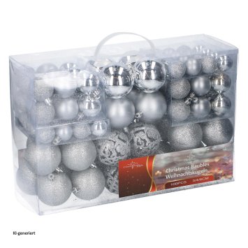 Weihnachtskugel Set 100 Stück Silber