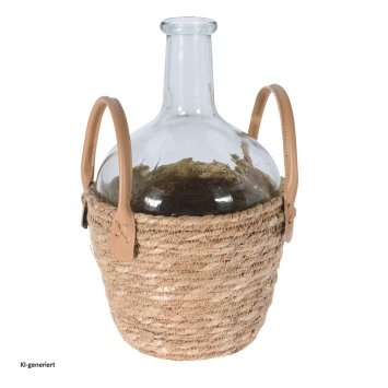 Glasvase mit Naturbezug Flaschenform