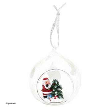Figur in Glaskugel Weihnachtsmann mit Geschenken