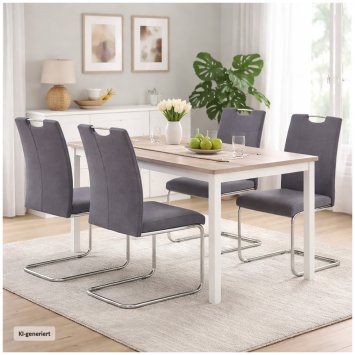 Esszimmerstuhl 4er Set Grau Webstoff Kelly C