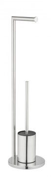 Stand WC-Garnitur Mod. Ferla, Edelstahl glänzend, mit WC-Papierrollenhalter und WC-Bürste