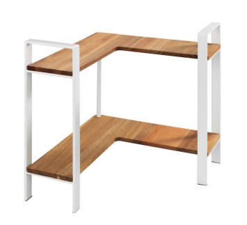 Küchen-Eckregal Mod. Louisa, 2 Etagen, 2 Akazienholzböden