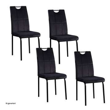 Esszimmerstuhl Denton Samt Schwarz 4er-Set