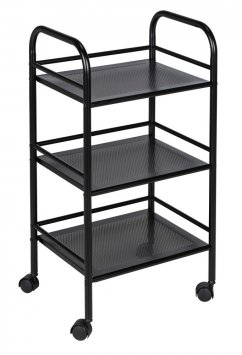 Badwagen mit 3 Etagen Schwarz, aus lackiertem Stahl