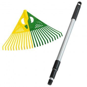 Laubrechen 3in1 mit Teleskopstiel, extra breite Aufnahmefläche