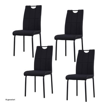 Esszimmerstuhl Denton Webstoff Schwarz 4er-Set