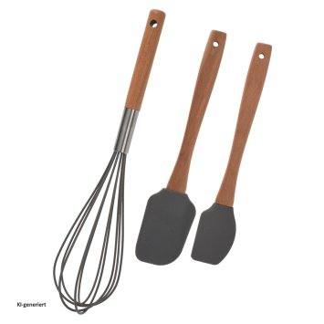 Kochbesteck-Set 3-teilig Holz/Silikon