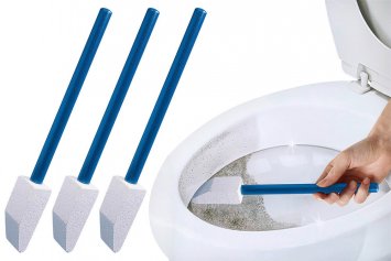 Toilettenreiniger Spezial, 3er Set, mit abgeschrägten Bimsstein und Holzgriff