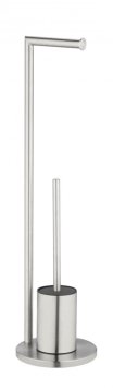 Stand WC-Garnitur Mod. Ferla, Edelstahl matt, mit WC-Papierrollenhalter und WC-Bürste
