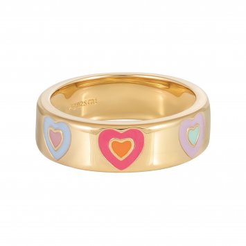Ring 925 Sterling Silber vergoldet Email Herzen