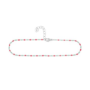 Armband 925  Silber rhodiniert Email in pink und türkis