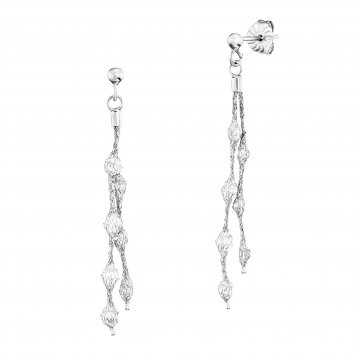 Ohrhänger 925/- Sterling Silber rhodiniert  14 Zirkonia Calza