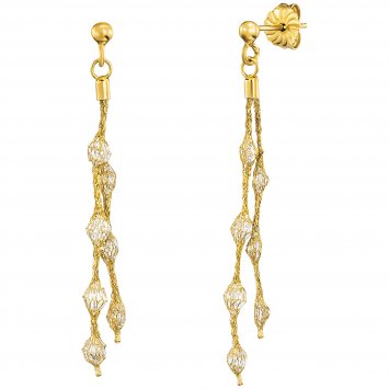 Ohrhänger 925/- Sterling Silber vergoldet  14 Zirkonia Calza