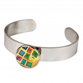 Armreif Edelstahl mit Silber-/Goldeinlage