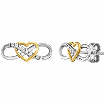 Ohrstecker 925/- Sterling Silber rhodiniert/vergoldet  16 Zirkonia Infinity