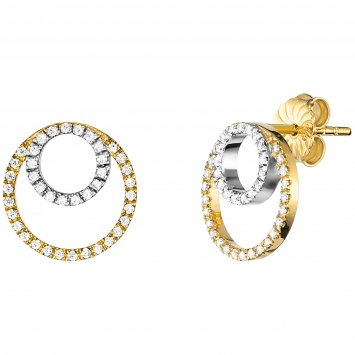 Ohrstecker 925/- Sterling Silber rhodiniert/vergoldet  rund  80 Zirkonia