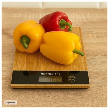 Digitale Küchenwaage Bambus 5 kg LCD Display Touch Tara Funktion
