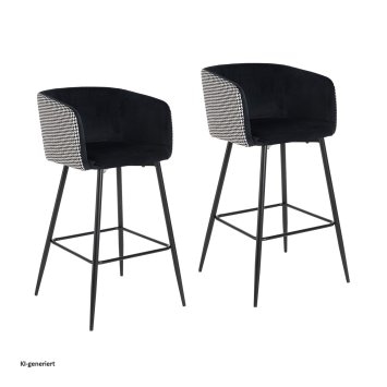 Barhocker Delray Hahnentritt Schwarz-Weiß